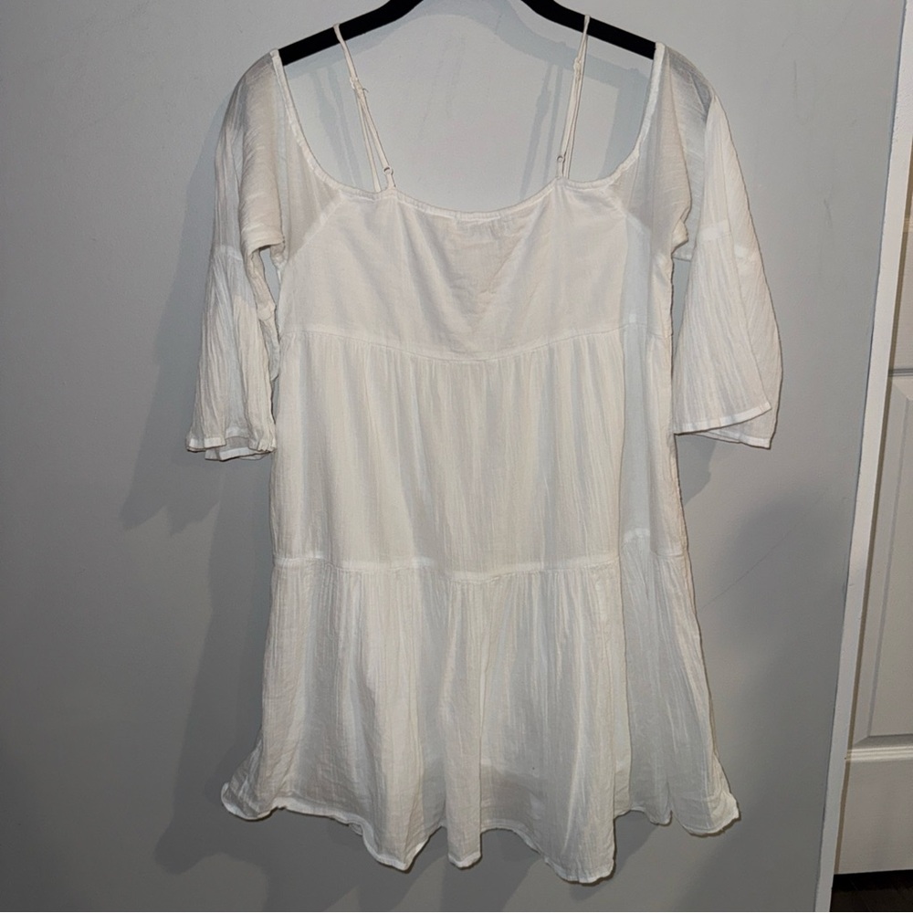 American Eagle Peasant Blouse‎ Crochet White Xs Boho Cottagecore Prairie Gauze - Picture 5 of 11